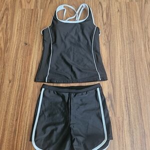 Kids Swim Set in Black with Blue Accents